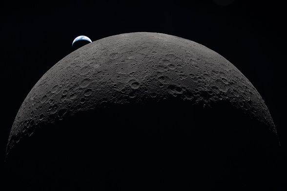 The dark side of the moon from NASA's Artemis II mission - Shane Currie. Public Domain. https://commons.wikimedia.org/wiki/File:A_New_View_of_the_Moon.jpg
