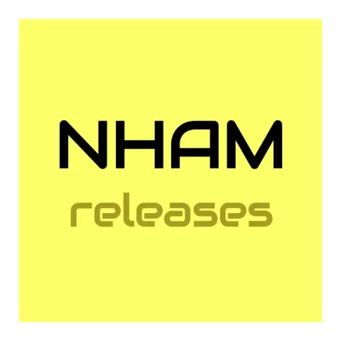 NHAM releases logo, in black and gold text on a light yellow background.